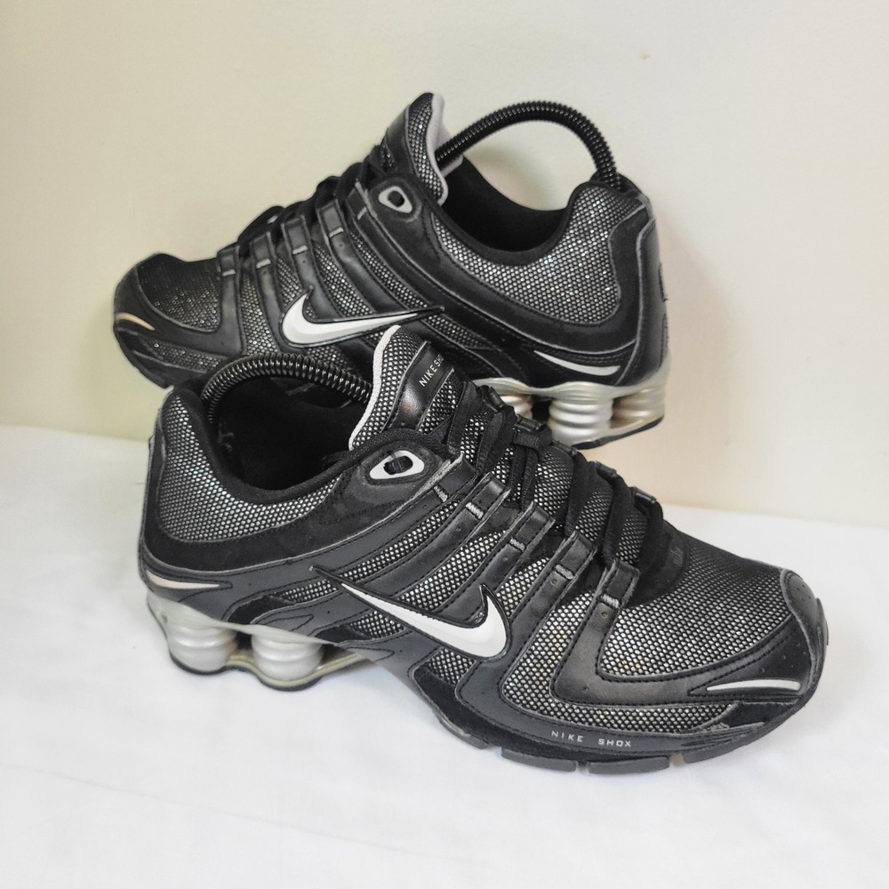 Nike Shox NZ 2010 Womens Athletic Shoes Black Metallic Silver 392868-001 Size 9